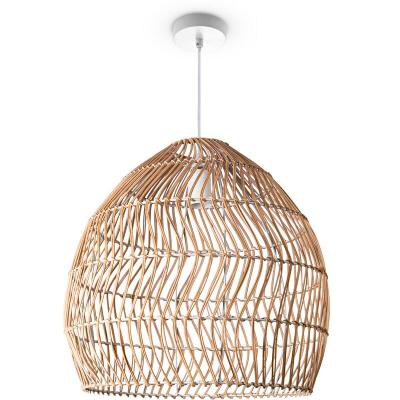 Suspension Salon Boho Lampes En Osier Rotin Lampe Suspendue Créme (Ø40 cm), Lampe à suspension - Type 7 - Paco Home