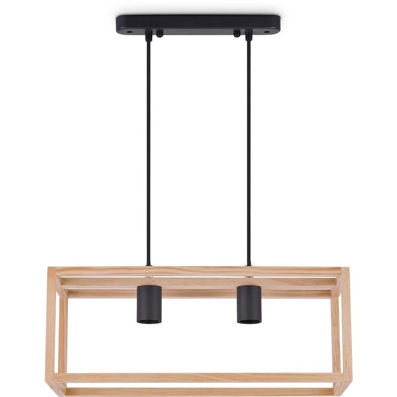 Suspension Déco Salon Luminaire Salle à Manger Lampe Chambre Bois E27 Bois, Lampe à suspension - Type 5 - Paco Home