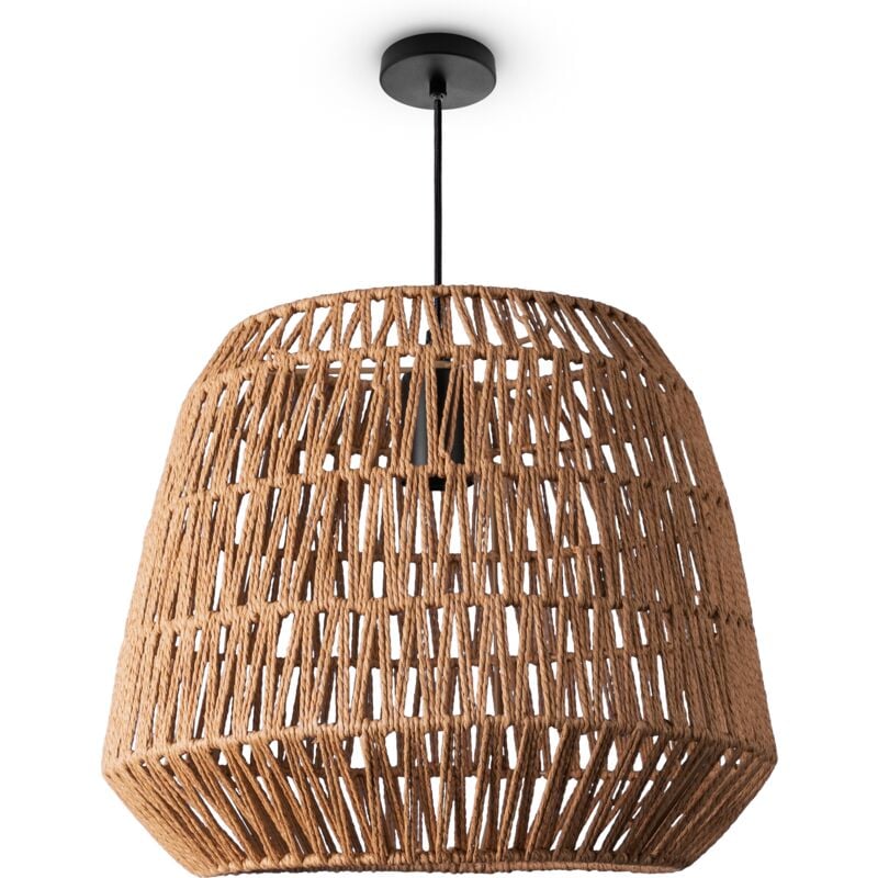 Suspension Salon Boho Lampes En Osier Rotin Lampe Suspendue Nature (Ø40cm), Lampe à suspension - Type 9 - Paco Home