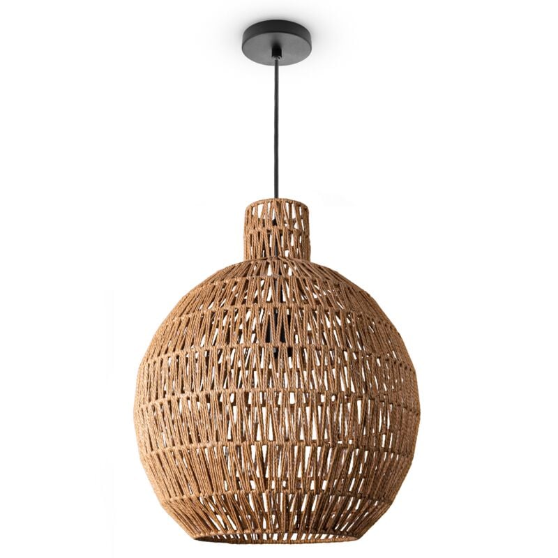 Suspension Salon Boho Lampes En Osier Rotin Lampe Suspendue Beige (Ø45 cm), Lampe à suspension - Type 8 - Paco Home