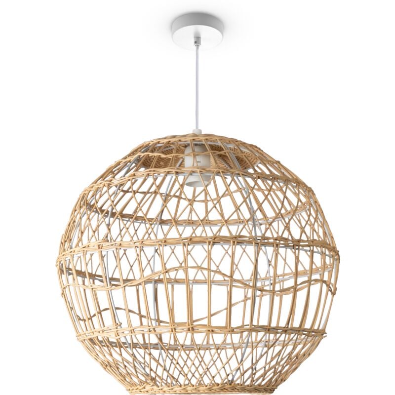 Suspension Salon Boho Lampes En Osier Rotin Lampe Suspendue Créme (Ø40 cm), Lampe à suspension - Type 6 - Paco Home