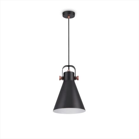 Paco Home Suspension Salon Salle À Manger Lampe Suspendue Table À Manger Industriel Suspension à 1 flamme, Schwarz-Kupfer 1 (de)