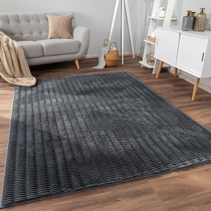 Paco Home Hochflor-Teppich "Arnheim 743" rechteckig 27 mm Höhe Uni Farben, Wellen Muster, besonders weich, Hoch-Tief Effekt