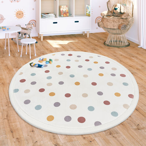 Paco Home Tapis Enfant Paco Home Tapis Rond Chambre Enfant Bebe Fille Garcon Tête De Lion Tête D'ours Lavable En Machine Moderne, Dimension:120 Cm Rond, Couleur:Multicolore Tapis Rond Enfant