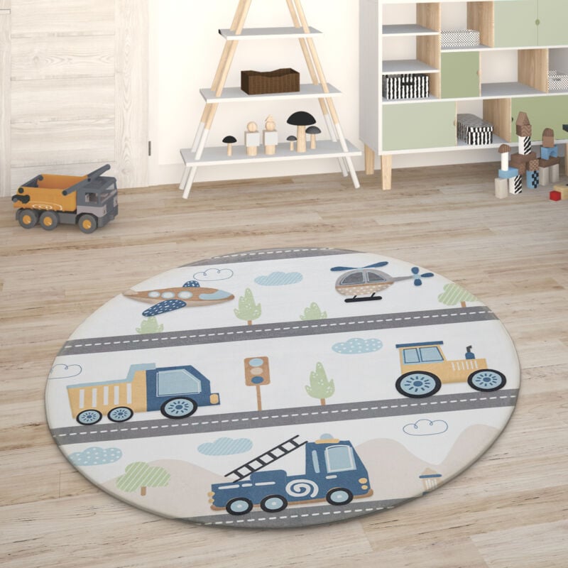 Tapis Chambre Enfant Tapis De Jeux Tapis Bébé Tapis Enfant Route Tapis De Jeux Multicolore, 80 cm rond - Paco Home
