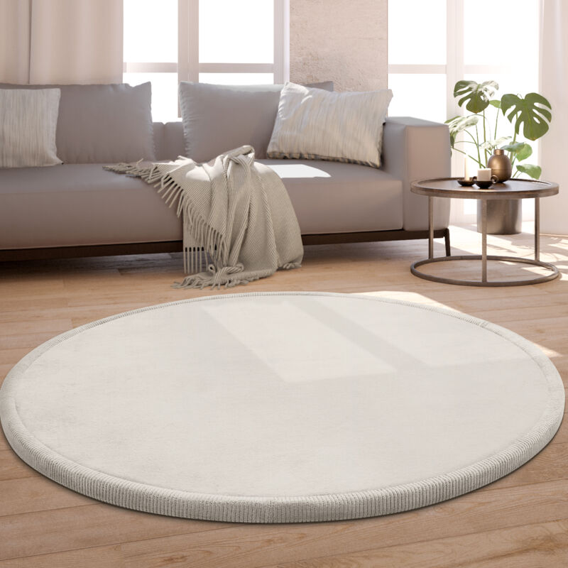 Tapis Chambre Rond Enfant Bebe Fille Garcon Moelleux Antidérapant Moderne Crème, 80 cm rond - Paco Home