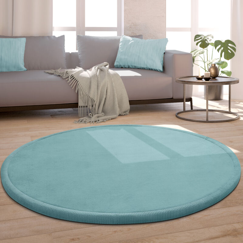 Tapis Chambre Rond Enfant Bebe Fille Garcon Moelleux Antidérapant Moderne Bleu, 160 cm rond - Paco Home