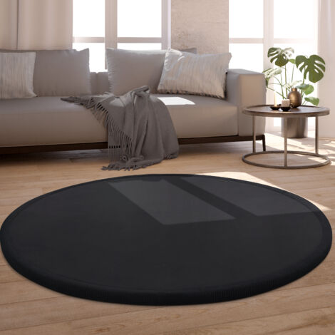 Paco Home Tapis Chambre Rond Enfant Bebe Fille Garcon Moelleux Antidérapant Moderne Noir, 200 cm rond