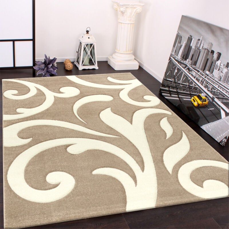 Paco Home - Tapis De Créateur Aux Contours Découpés Moderne En Beige Crème 120x170 cm