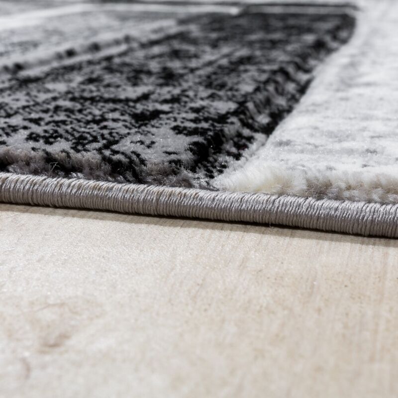 Paco Home Tapis De Créateur Contours Découpés Motif Rétro En Gris Noir Blanc Chiné 80x150 cm