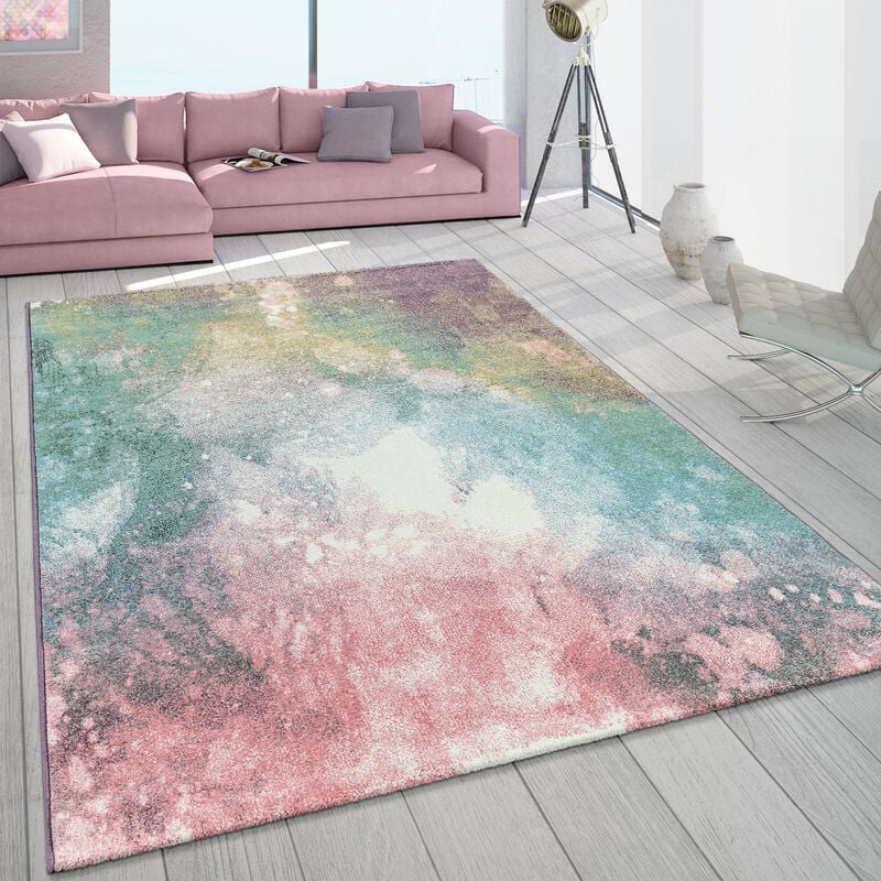 Tapis De Salon à Poils Ras Coloré Moderne Galaxie Design Tons Pastel Multicolore 60x100 cm - Paco Home