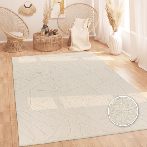 Paco Home Tapis de salon Chambre à coucher Tapis poils longs Doux Lavable Aspect 3D Beige 160x220 cm