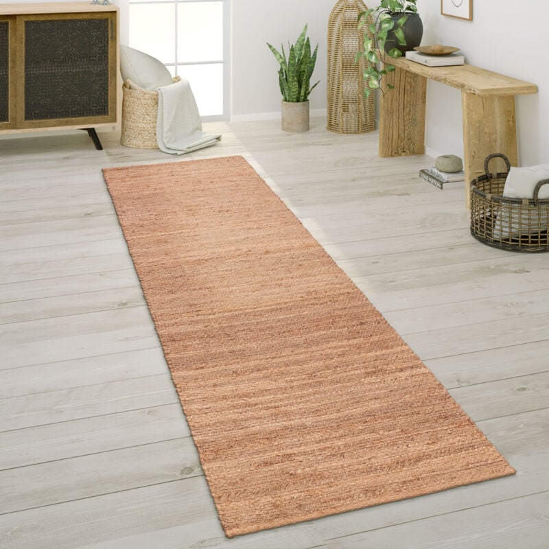 Tapis De Salon Fibres Naturelles Jute Artisanal Motif Moderne Abstrait 60x100 cm, Naturelle 4 - Paco Home