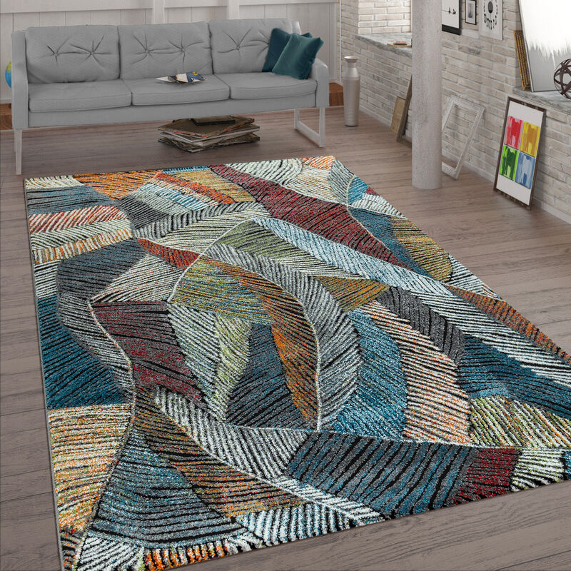 Tapis De Salon, Poils Ras Avec Motif Craie, Couleurs Pastel Aspect 3D, Coloré 80x150 cm - Paco Home