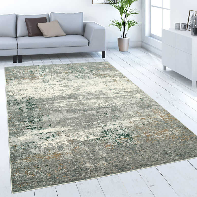 Tapis De Salon Poils Ras Tapis Vintage Motif Esthétique Béton Gris Blanc Cassé 120x160 cm - Paco Home