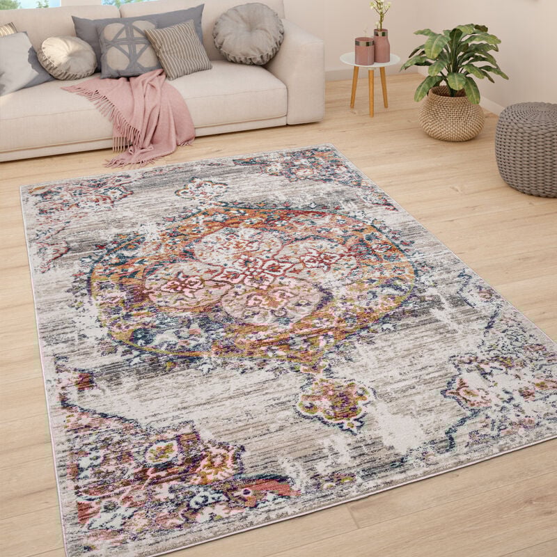 Tapis De Salon Poils Ras Tapis Vintage Motif Oriental Moderne Pastel 120x170 cm, Beige - Paco Home