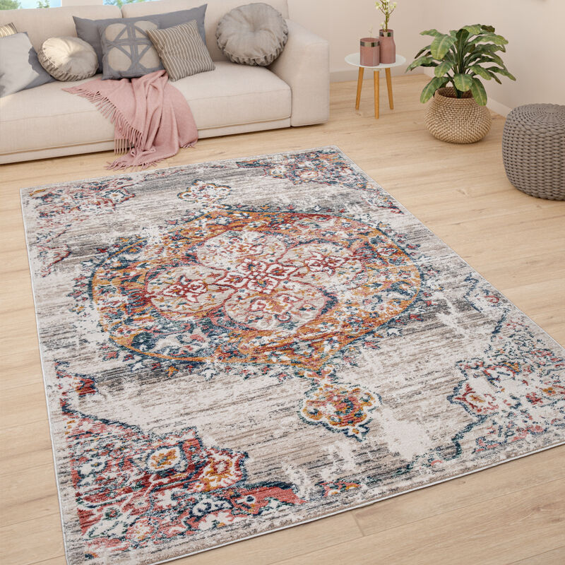 Tapis De Salon Poils Ras Tapis Vintage Motif Oriental Moderne Pastel 60x100 cm, Beige - Paco Home