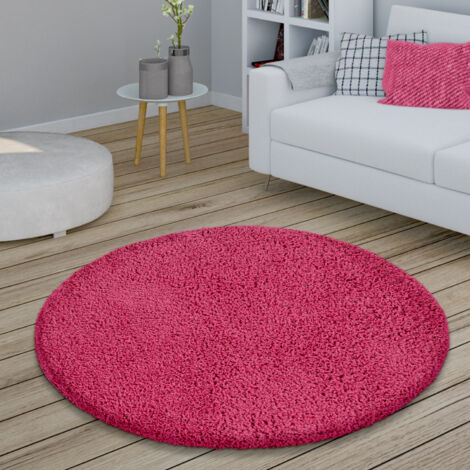 Paco Home Tapis De Salon Rond Shaggy Poil Long Chambre Moelleux Moderne Couloir Monochrome