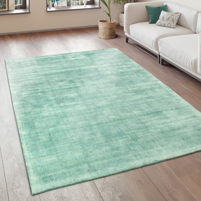 Tapis De Salon Tapis Vintage Poils Ras Fait Main Haut De Gamme 100 % Viscose 80x150 cm, Vert Clair - Paco Home