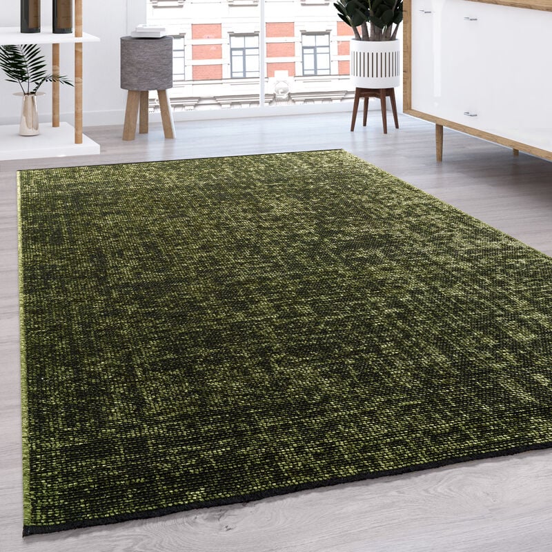 Paco Home - Tapis De Salon Tissage Plat Moderne Uni Pastel Franges 60x100 cm, Vert