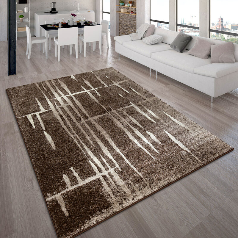 Paco Home - Tapis Design Moderne Poil Court Trendy Marron Crème Moucheté 70x250 cm