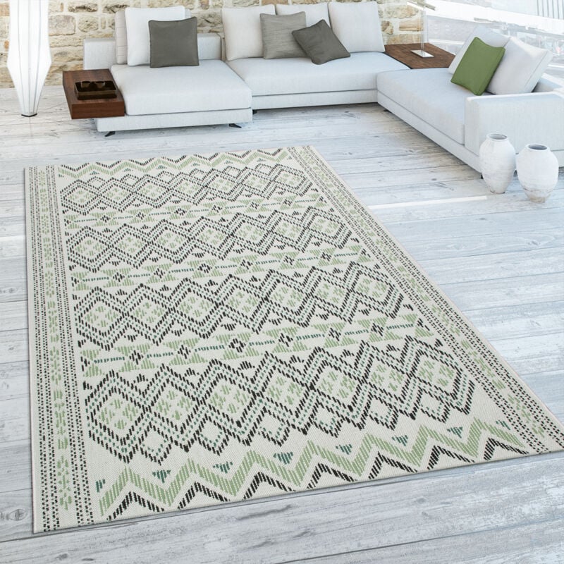 Paco Home - Tapis D'Extérieur Pour Terrasse Et Balcon, Motif Géométrique, Moderne, Vert 200x290 cm