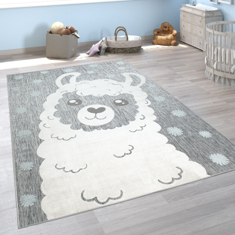 Tapis Enfant Chambre D'Enfant Extérieur Jouet Enfant Motif D'Animaux Moderne 3D 140x200 cm, Gris 2 - Paco Home