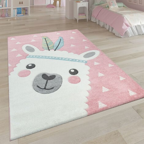 Paco Home Tapis Enfant Tapis Chambre Enfant Fille Garcon Montagne Etoile  Nuage Rose 120 cm rond