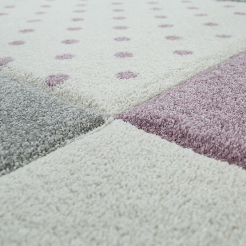 Paco Home - Tapis Enfant Chambre Pastel 3D Nuages Étoiles Arc-en-ciel Pourpre, 133 cm carré