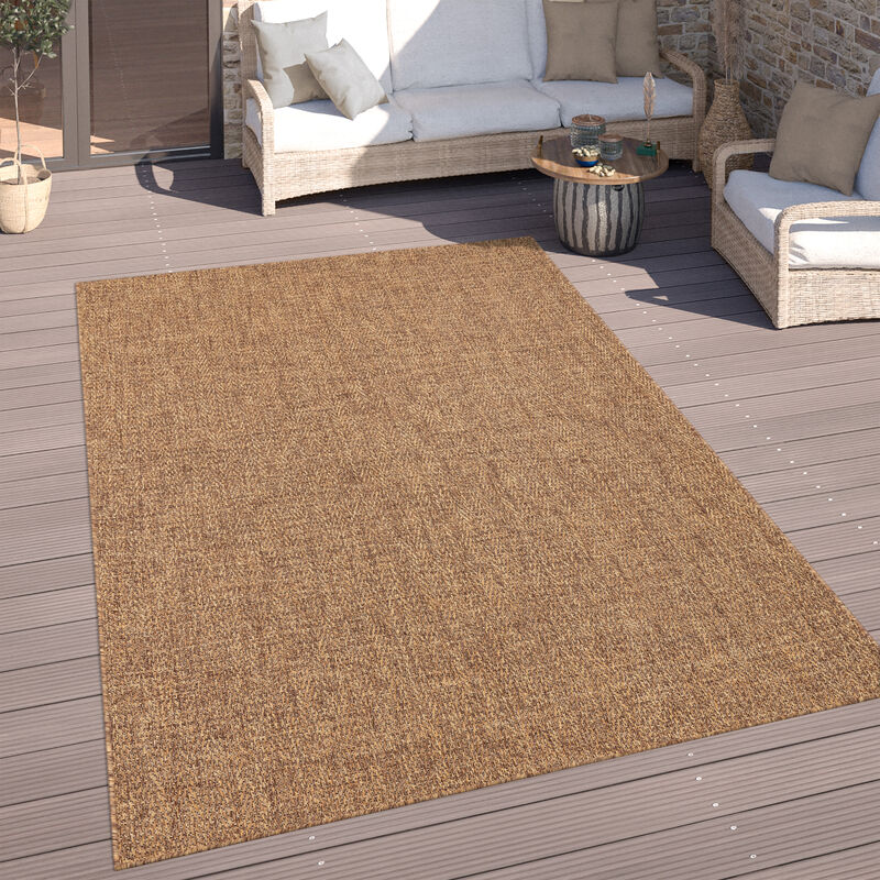 Paco Home - Tapis Exterieur Moderne Terrasse Salon Cuisine Uni Lavable En Machine 80x150 cm, Marron