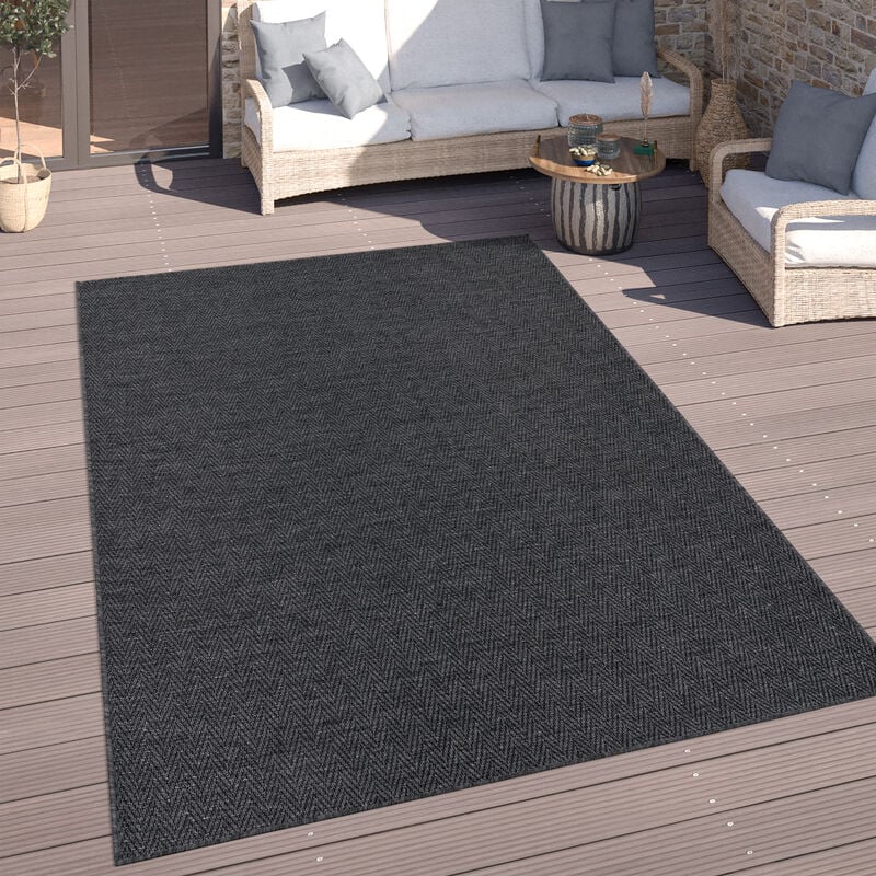 Paco Home Tapis Exterieur Moderne Terrasse Salon Cuisine Uni Lavable En Machine 80x150 cm, Anthracite