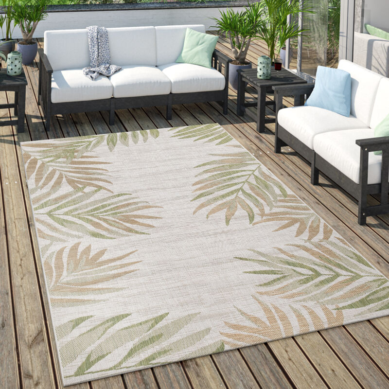 Paco Home - Tapis Extérieur Pour Terrasse Et Balcon Pastel Palmiers Design Couleurs Variées 120x160 cm, Vert 3