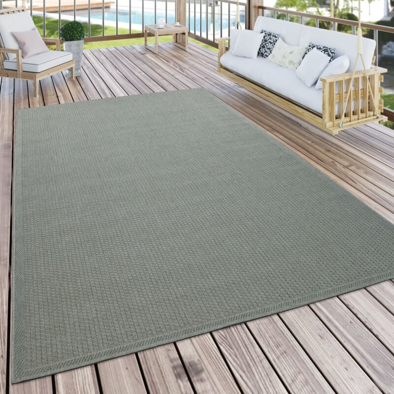 Paco Home - Tapis Extérieur Pour Terrasse Et Balcon Tapis Cuisine Monochrome Moderne Vert 120x160 cm