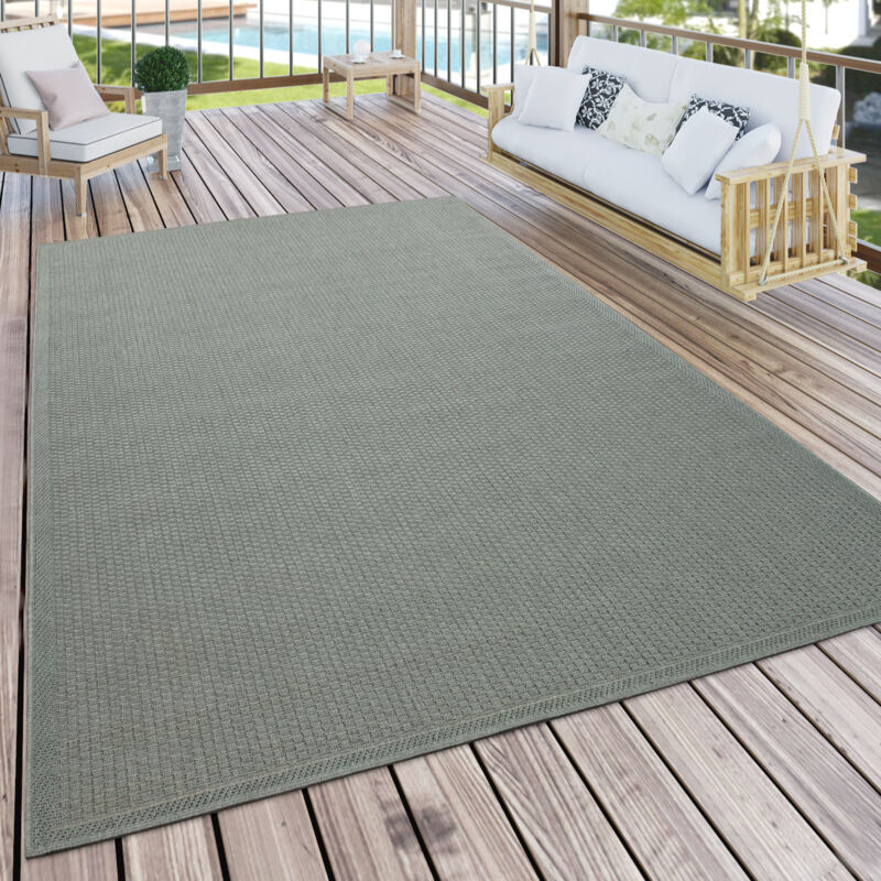 Paco Home - Tapis Extérieur Pour Terrasse Et Balcon Tapis Cuisine Monochrome Moderne Vert 140x200 cm