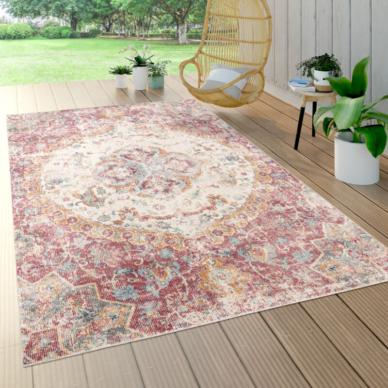 Paco Home - Tapis Exterieur Terrasse Balcon Cuisine Motif Oriental Vintage Coral Rose Beige 140x200 cm