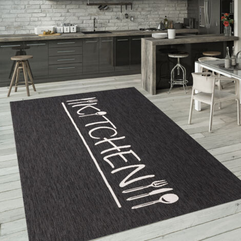 Paco Home Tapis Exterieur Terrasse Balcon Tapis Cuisine Moderne Écriture 200x280 cm, Anthracite 2