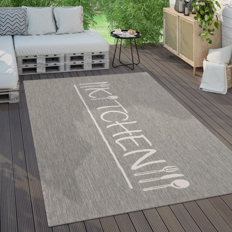 paco home - tapis exterieur terrasse balcon tapis cuisine moderne écriture 80x150 cm, gris