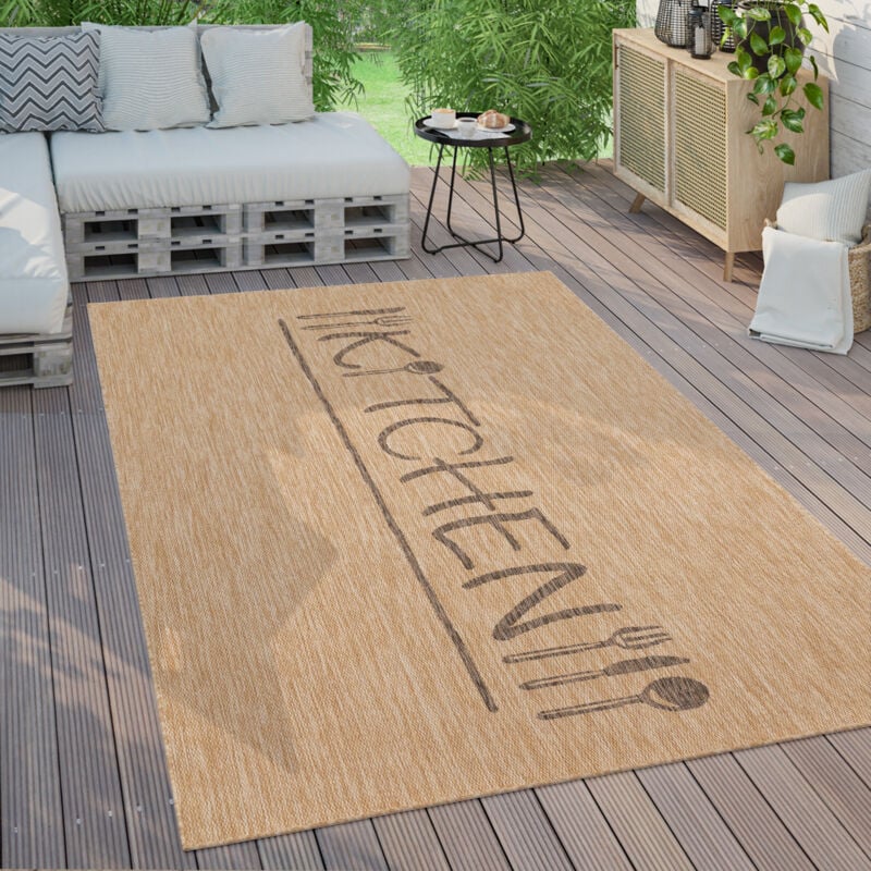 paco home - tapis exterieur terrasse balcon tapis cuisine moderne écriture 80x150 cm, beige 2