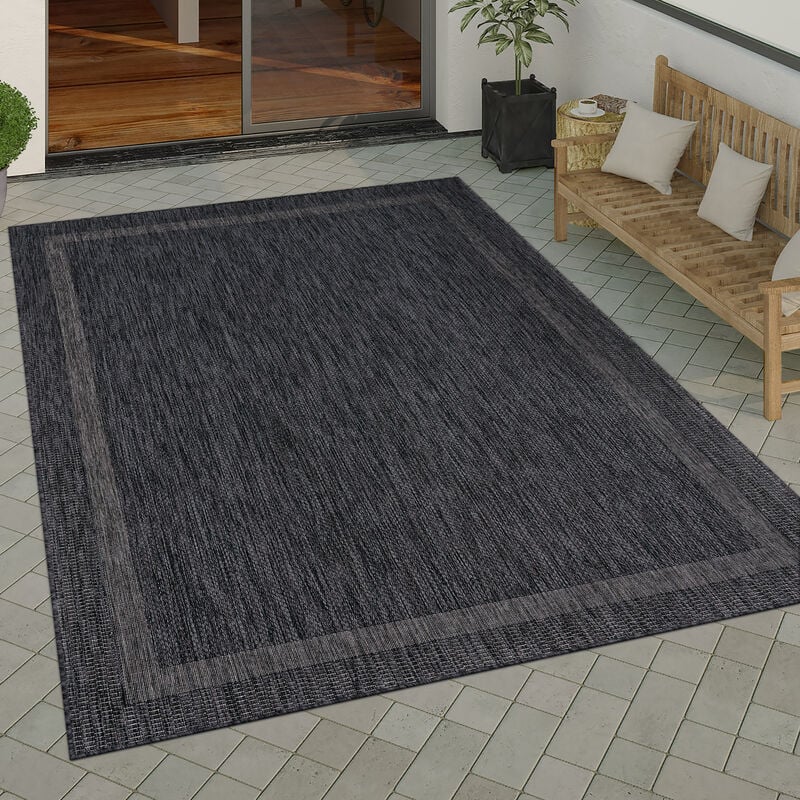 Paco Home Tapis Exterieur Terrasse Balcon Tapis Cuisine Moderne Motif Geometrique Motif Abstrait Anthracite, 200x280 cm