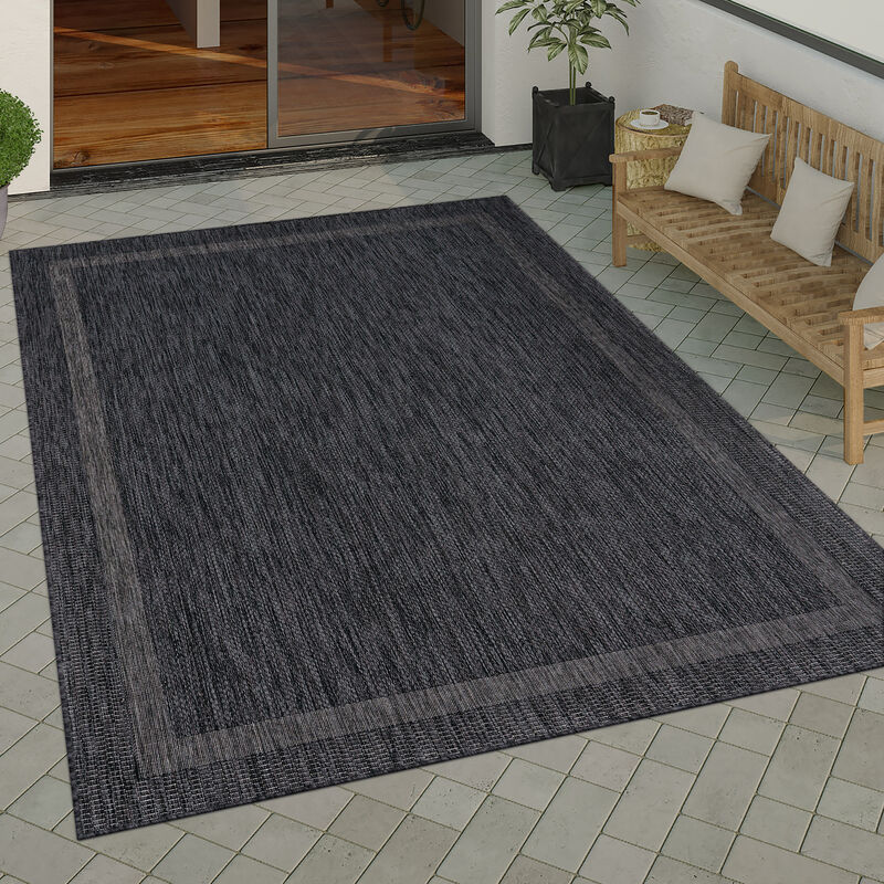 Paco Home Tapis Exterieur Terrasse Balcon Tapis Cuisine Moderne Motif Geometrique Motif Abstrait Anthracite, 120x160 cm