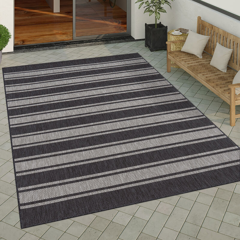 Paco Home - Tapis Exterieur Terrasse Balcon Tapis Cuisine Moderne Motif Geometrique Motif Abstrait 160x220 cm, Gris