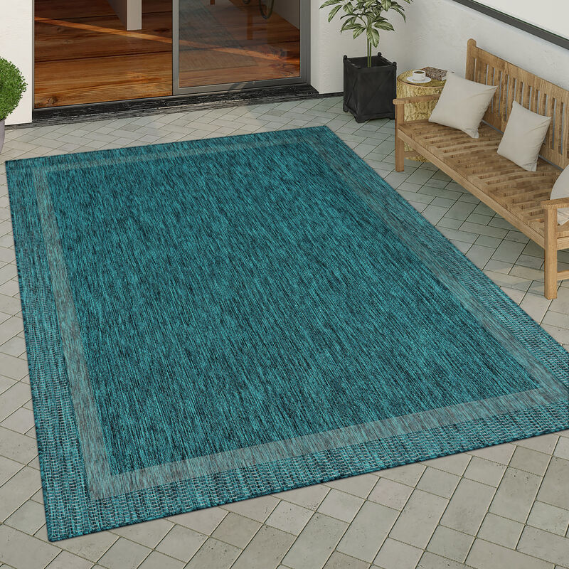 Paco Home - Tapis Exterieur Terrasse Balcon Tapis Cuisine Moderne Motif Geometrique Motif Abstrait 80x150 cm, Turquoise