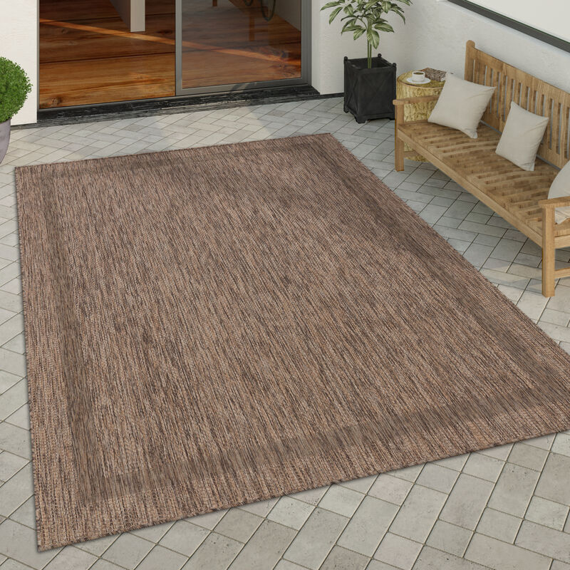 Paco Home Tapis Exterieur Terrasse Balcon Tapis Cuisine Moderne Motif Geometrique Motif Abstrait Marron, 120x160 cm