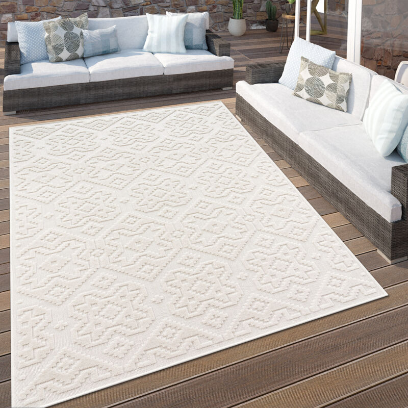 Paco Home Tapis Exterieur Terrasse Balcon Tapis Cuisine Ornements Scandinave 3D Crème 60x100 cm