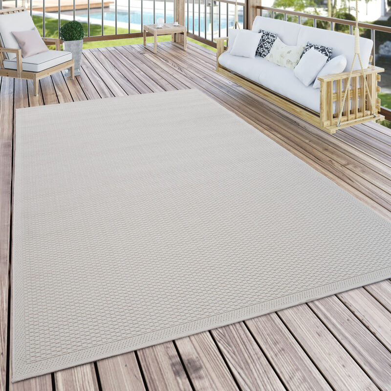 paco home - tapis extérieur terrasse et balcon tapis cuisine monochrome moderne crème beige 80x200 cm