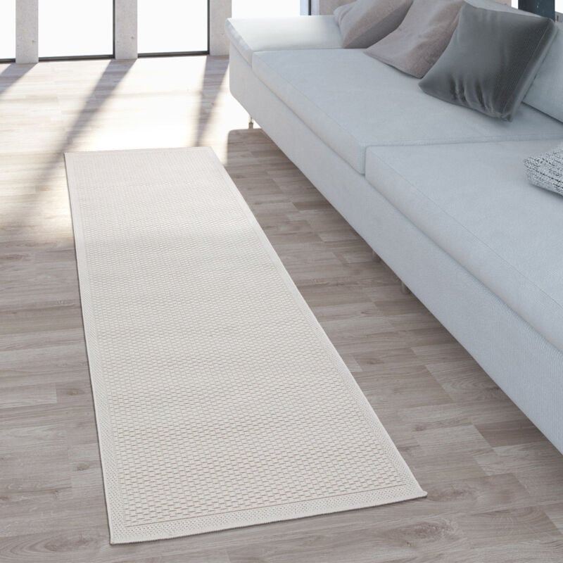 Paco Home - Tapis Extérieur Terrasse Et Balcon Tapis Cuisine Monochrome Moderne Crème Beige 80x150 cm