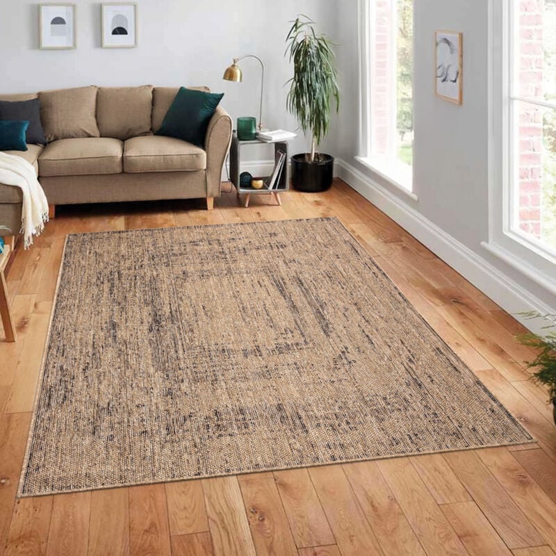 Paco Home - Tapis Exterieur Terrasse Salon Cuisine Lavable En Machine Motif Boho Uni 80x150 cm, Beige 4