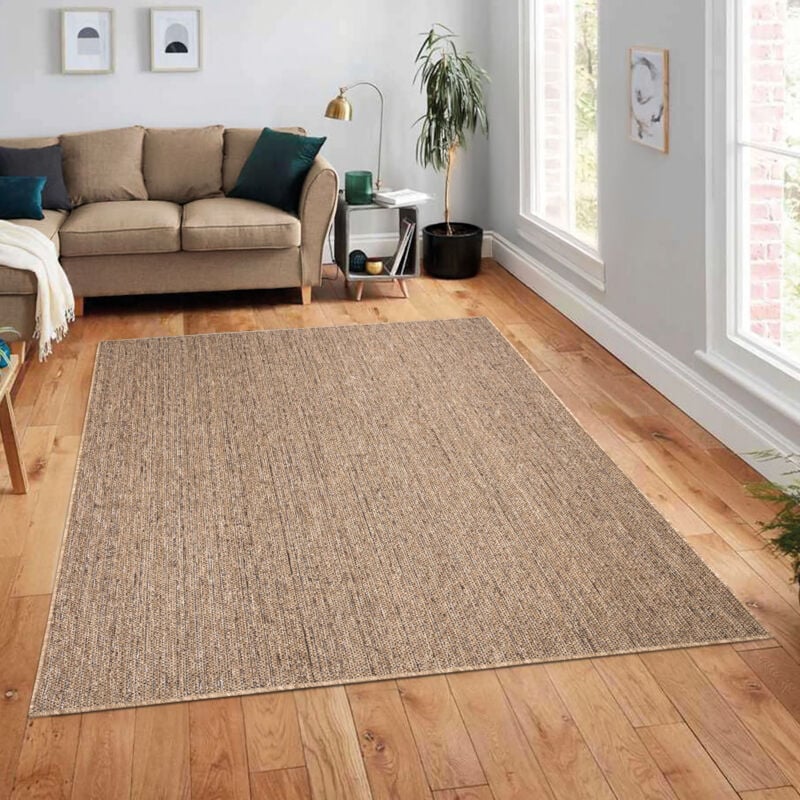 Paco Home - Tapis Exterieur Terrasse Salon Cuisine Lavable En Machine Motif Boho Uni 120x160 cm, Beige 2