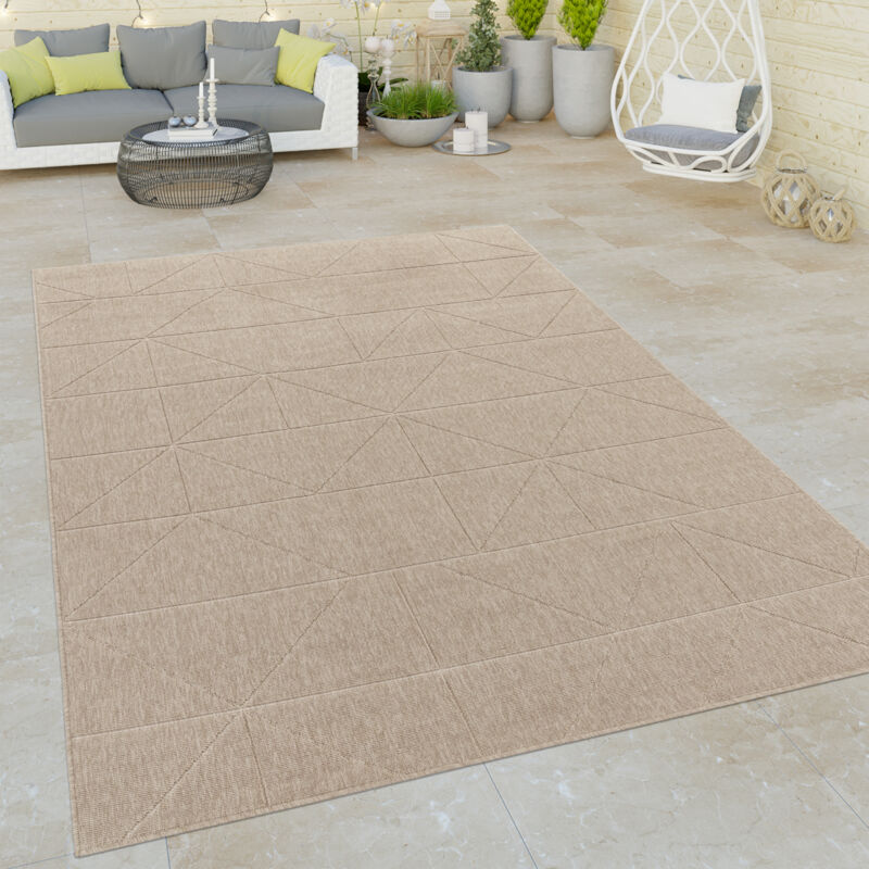 Paco Home - Tapis Exterieur Terrasse Salon Cuisine Motif Abstrait Motif Geometrique Beige 200x290 cm