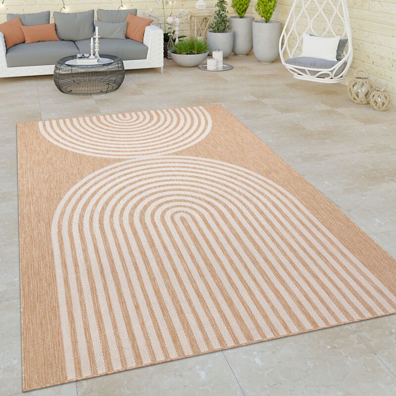 Paco Home - Tapis Exterieur Terrasse Salon Cuisine Motif Boho Geometrique Ethnique Beige 80x150 cm